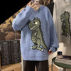Zongke Knitted Sweater Men Winter Mens Clothes Pullover Mens Sweaters Harajuku Sweater Little Dinosaur Print 2021 M-2XL